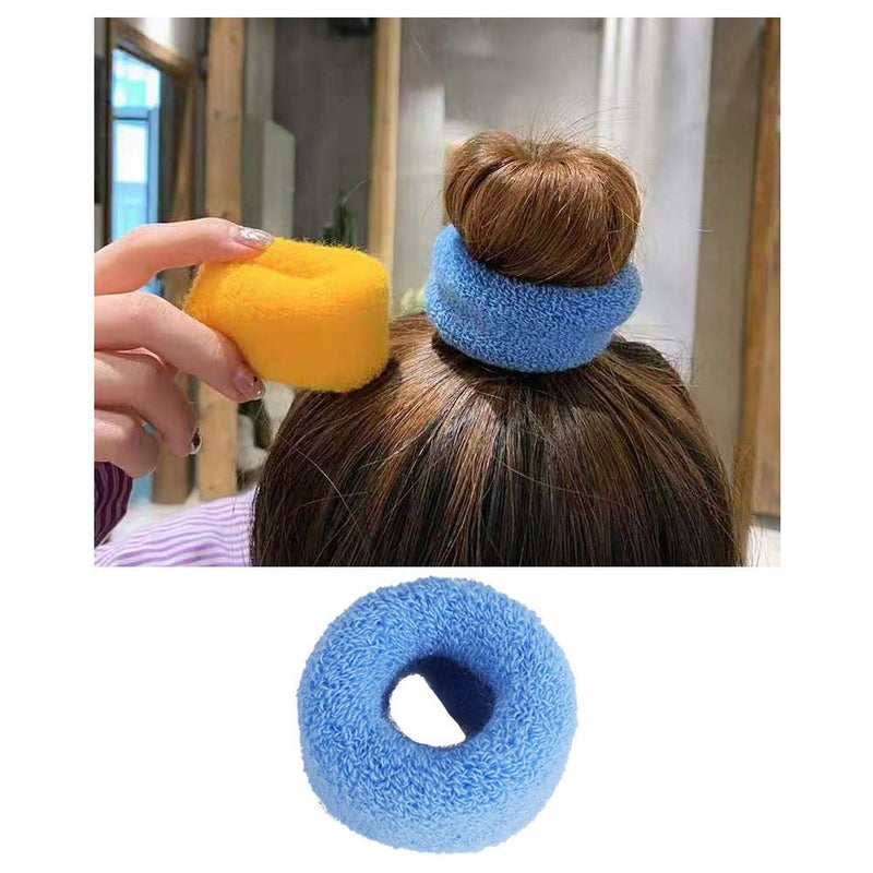 Angla 12 Pack Terry Cloth Cotton Elastic Stretchy Fuzzy Wide Thick Hair Ties Scrunchies Ties Ring Loop No Crease Seamless Hair Rubber Band Ponytail Holder Hair Accessories for Women Girl - Image 5